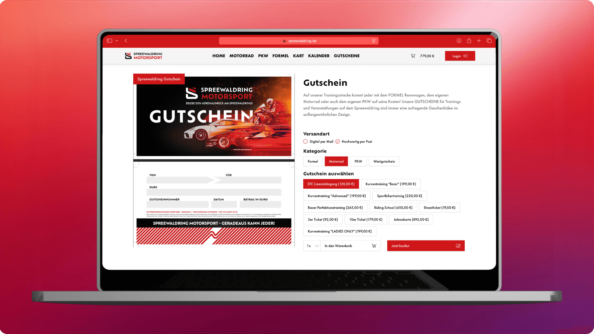 spreewaldring motorsport rennstrecke gutschein kaufen ansicht website