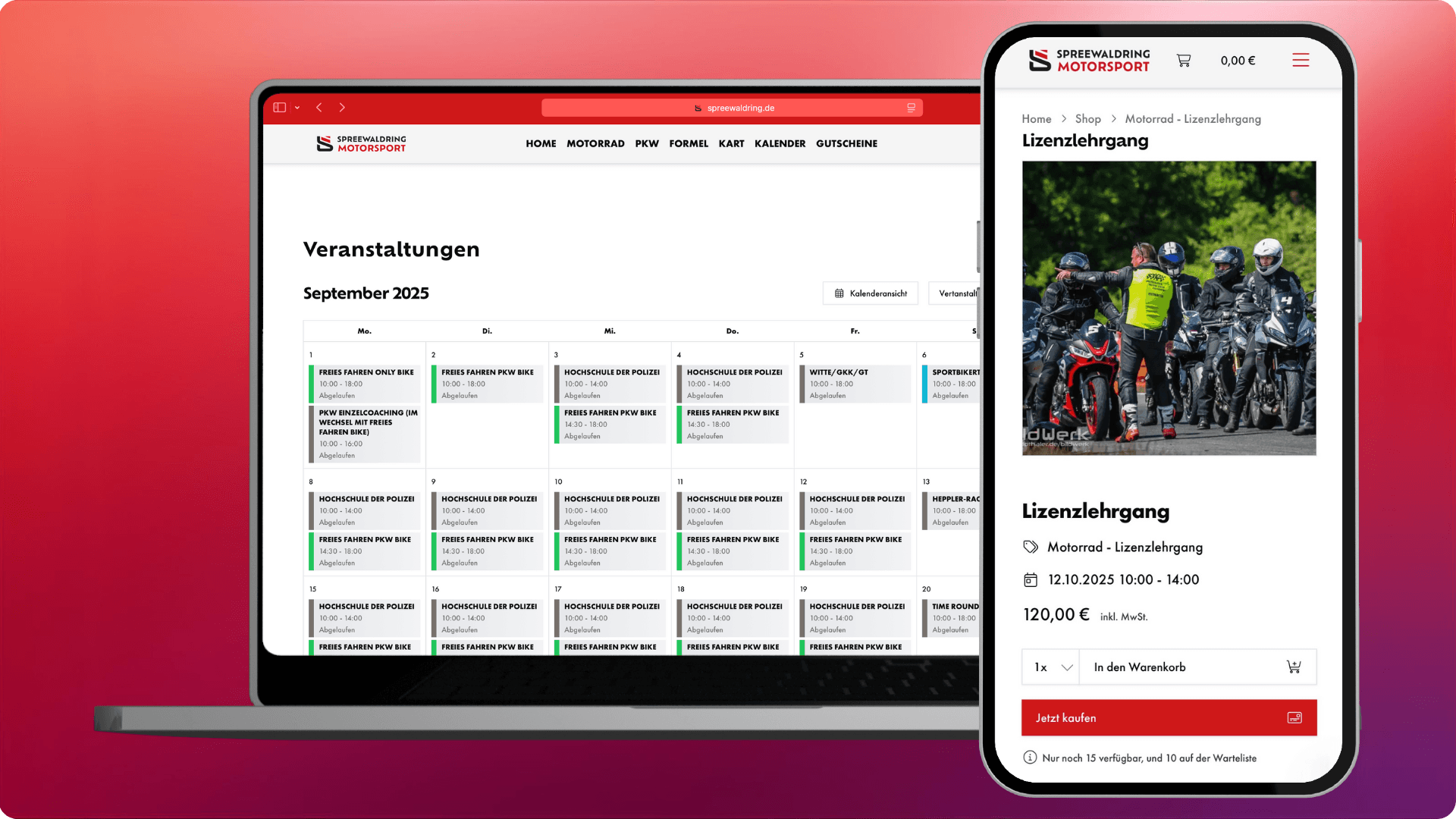 spreewaldring motorsport rennstrecke kalender ansicht lizenzlehrgang kaufen